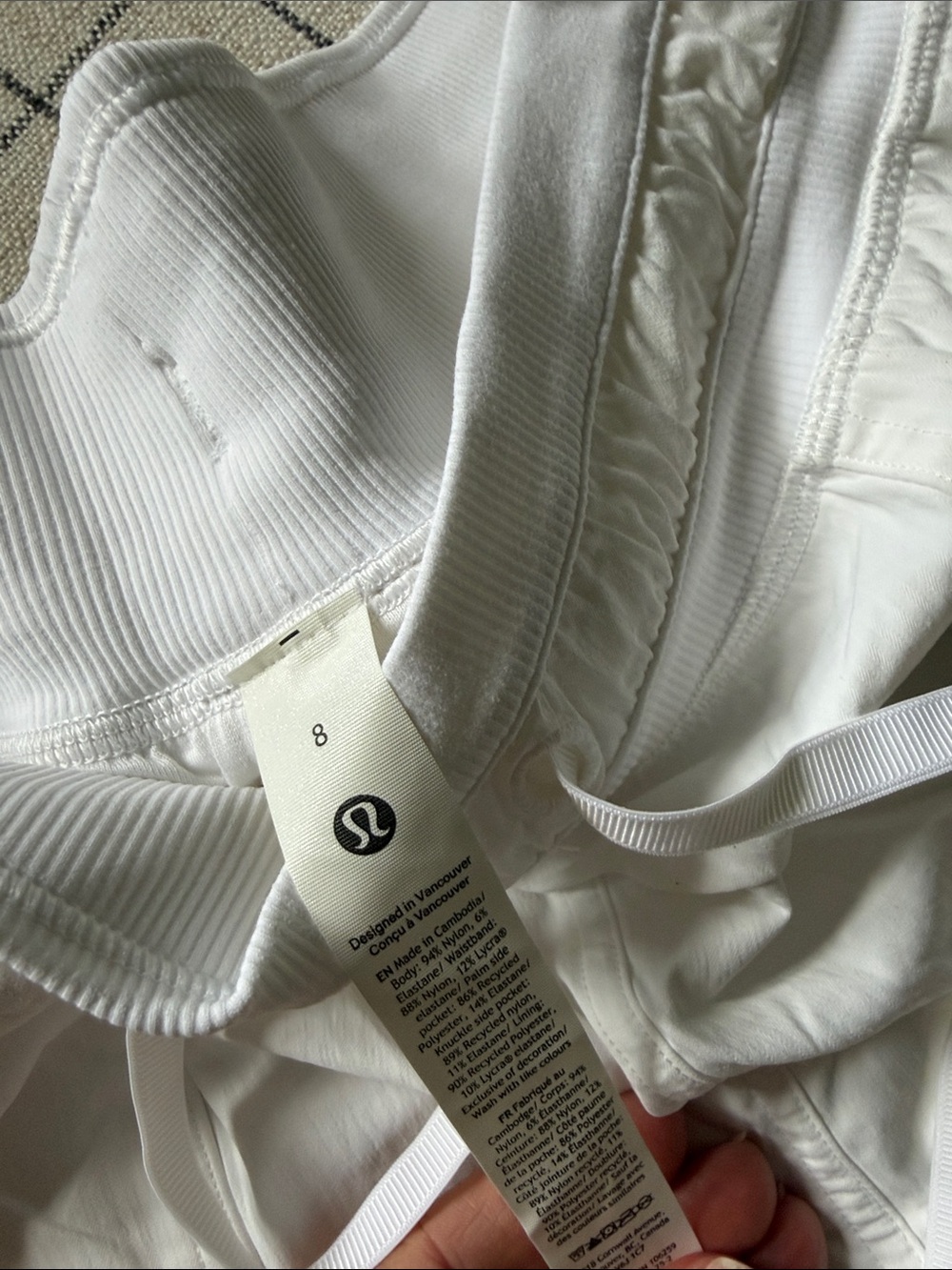 Lululemon studio shorts, white, size 8 - Picture 2 of 3
